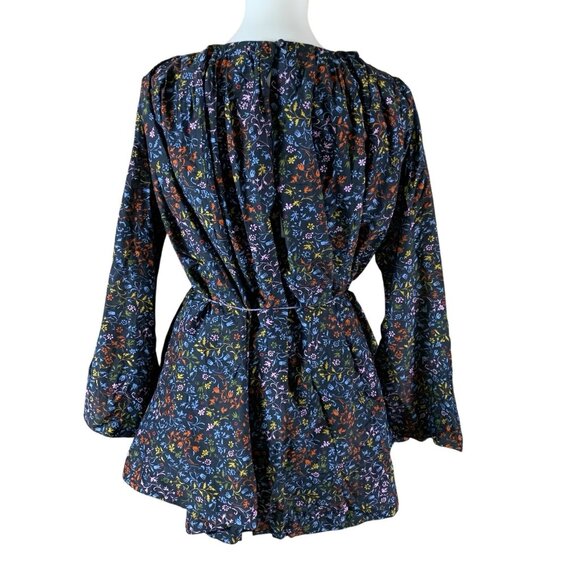 Elliette Tate Silk Blend Floral Fit And Flare Mini Dress Long Sleeve Boho 2 - Picture 3 of 6